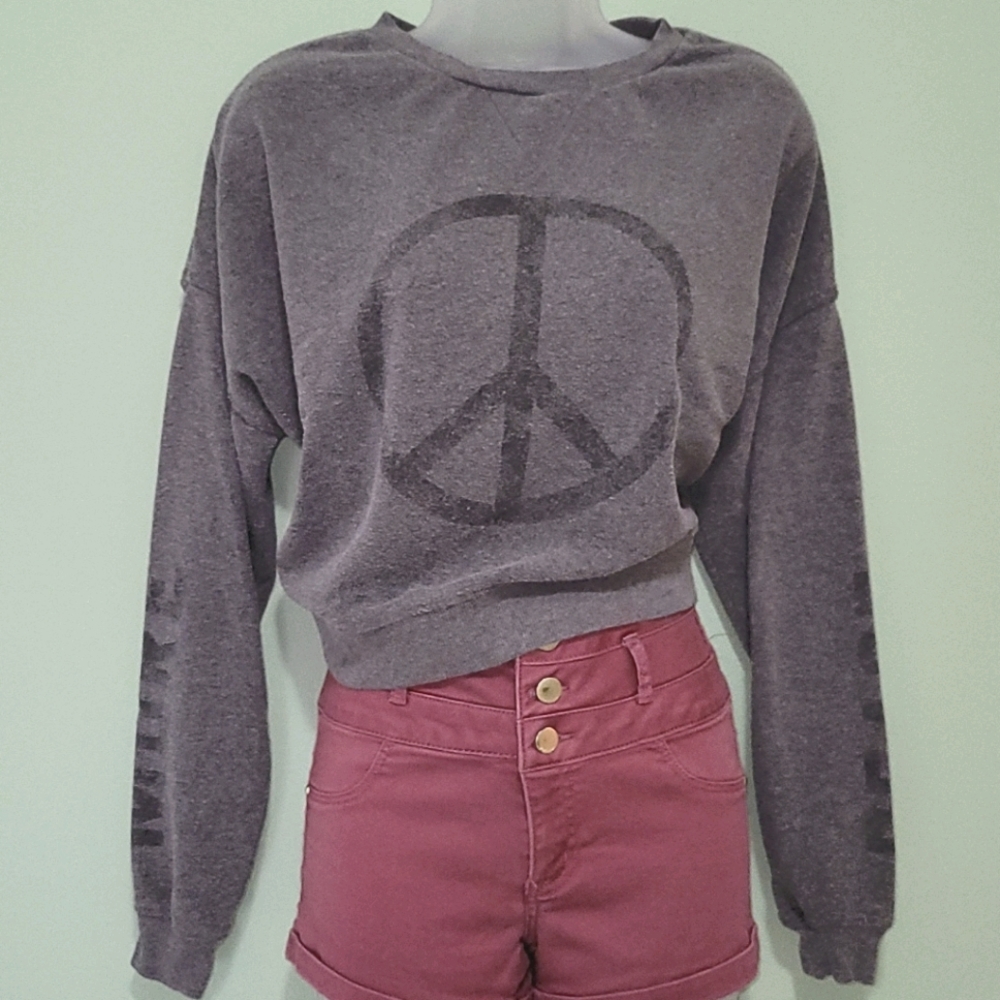 Fifth Sun Grey Crop Top Crew Neck Sweatshirt
